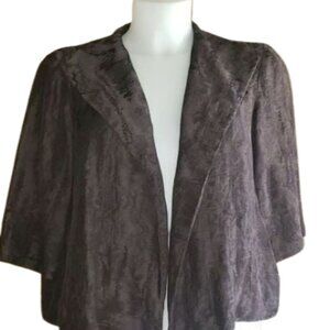 Eileen Fisher Womens Small Open Jacket Jacquard Wave Brown Ramie Blend